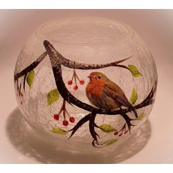 Globe en Verre Craquelé Winter Robin
