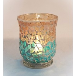 Vase transparent beige et turquoise