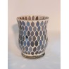 Vase photophore mosaïque gris et miroir