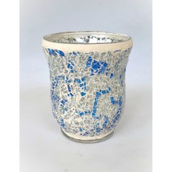 Vase Mosaïque Bleue et Grise