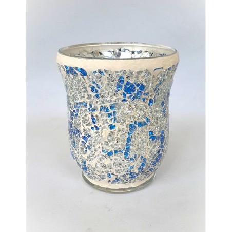 Vase Mosaïque Bleue et Grise
