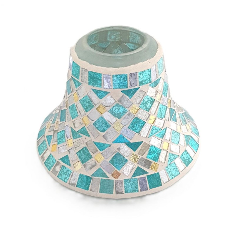 Abat-jour mosaïque argent et bleu