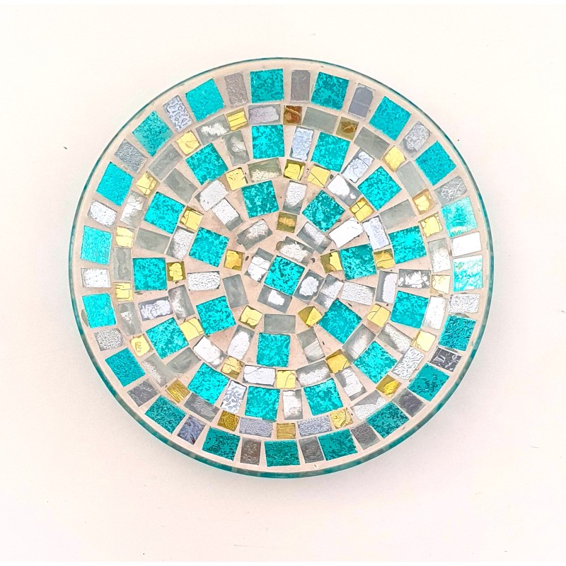 Coupelle en mosaïque turquoise & or