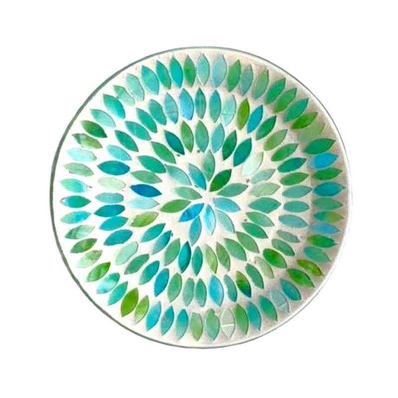 Assiette en mosaïque vert & bleu