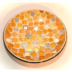 Assiette Mosaïque Pétales miroir et cuivre