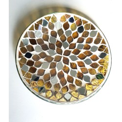 Assiette Mosaïque Pétales Miroir et Or