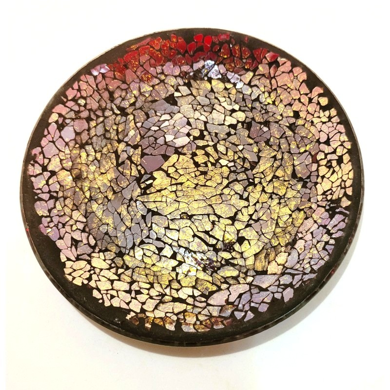 Assiette Mosaïque rouge et or