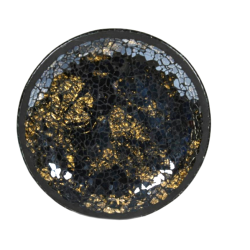 Assiette Lustre Mosaïque Noire et Dorée