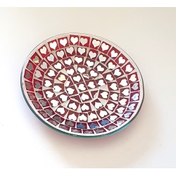 Assiette rouge coeurs miroir